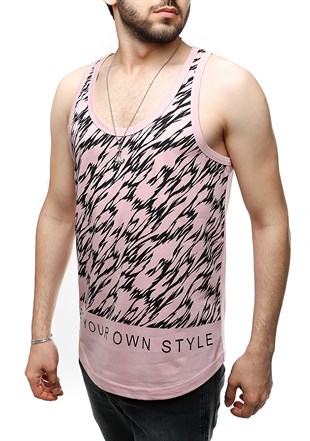 Madmext Printed Pink Tank Top 2497