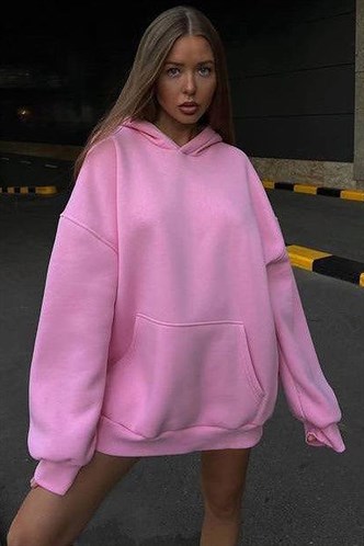 Pink Raised Oversize Hoodie Sweatshirt MG1566