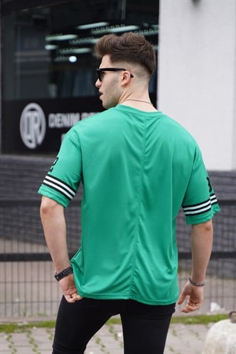 Yeşil Baskılı Oversize Erkek Tişört