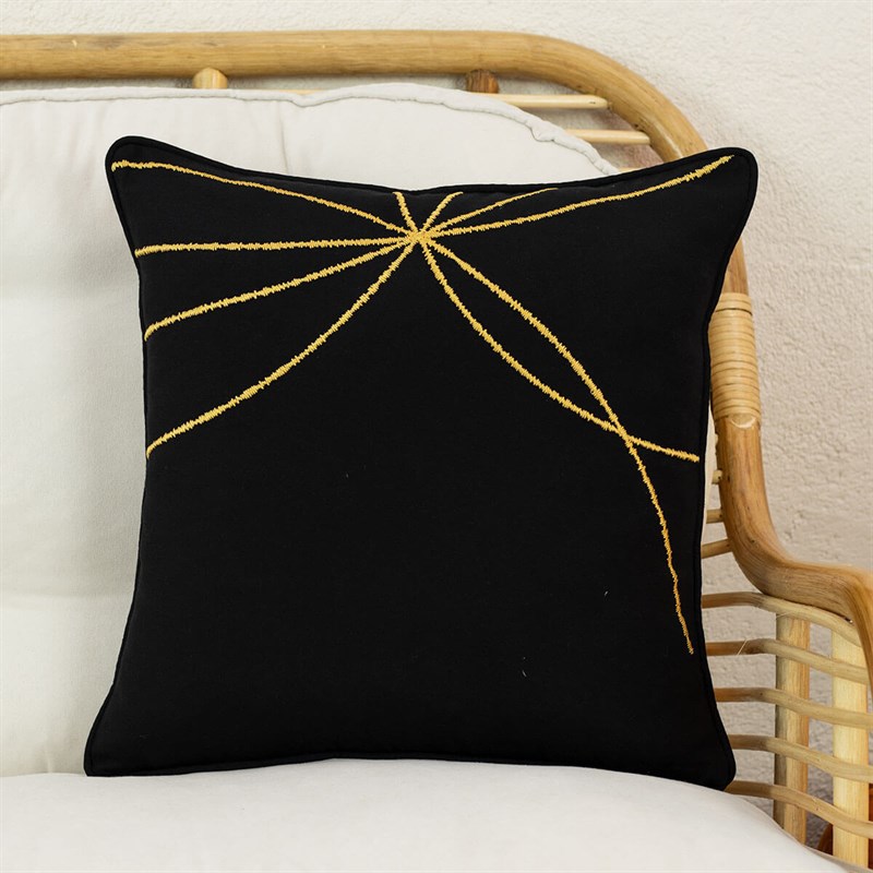 Spider Nakış Siyah Üzeri Gold Desenli KırlentConthesSpider