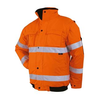 Vizwell VWJK60 Kolları Çıkabilir 300D Oxford Su Geçirmez Reflektörlü Turuncu Yüksek Görünürlük Pilot Mont