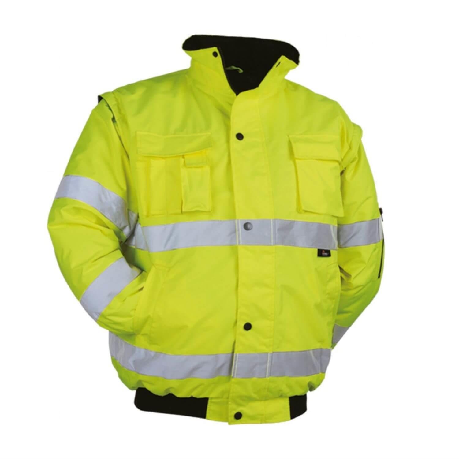 VizwellVizwell VWJK60 Kolları Çıkabilir 300D Oxford Su Geçirmez Reflektörlü Sarı Yüksek Görünürlük Pilot MontVWJK60-B/XS