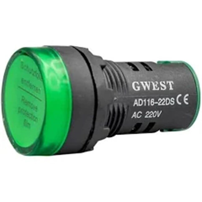 22MM 230V AC LEDLİ SİNYAL LAMBASI YEŞİL
