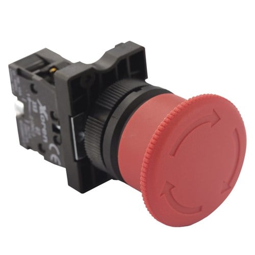 22MM PLASTİK MANTAR ÇEK/ÇEVİR BUTON (1NC) ACİL STOP-ETİKETLİ
