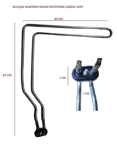 BULAŞIK MAKİNESİ KAZAN REZİSTANSI SAĞ 2000W 220V (40*43CM)