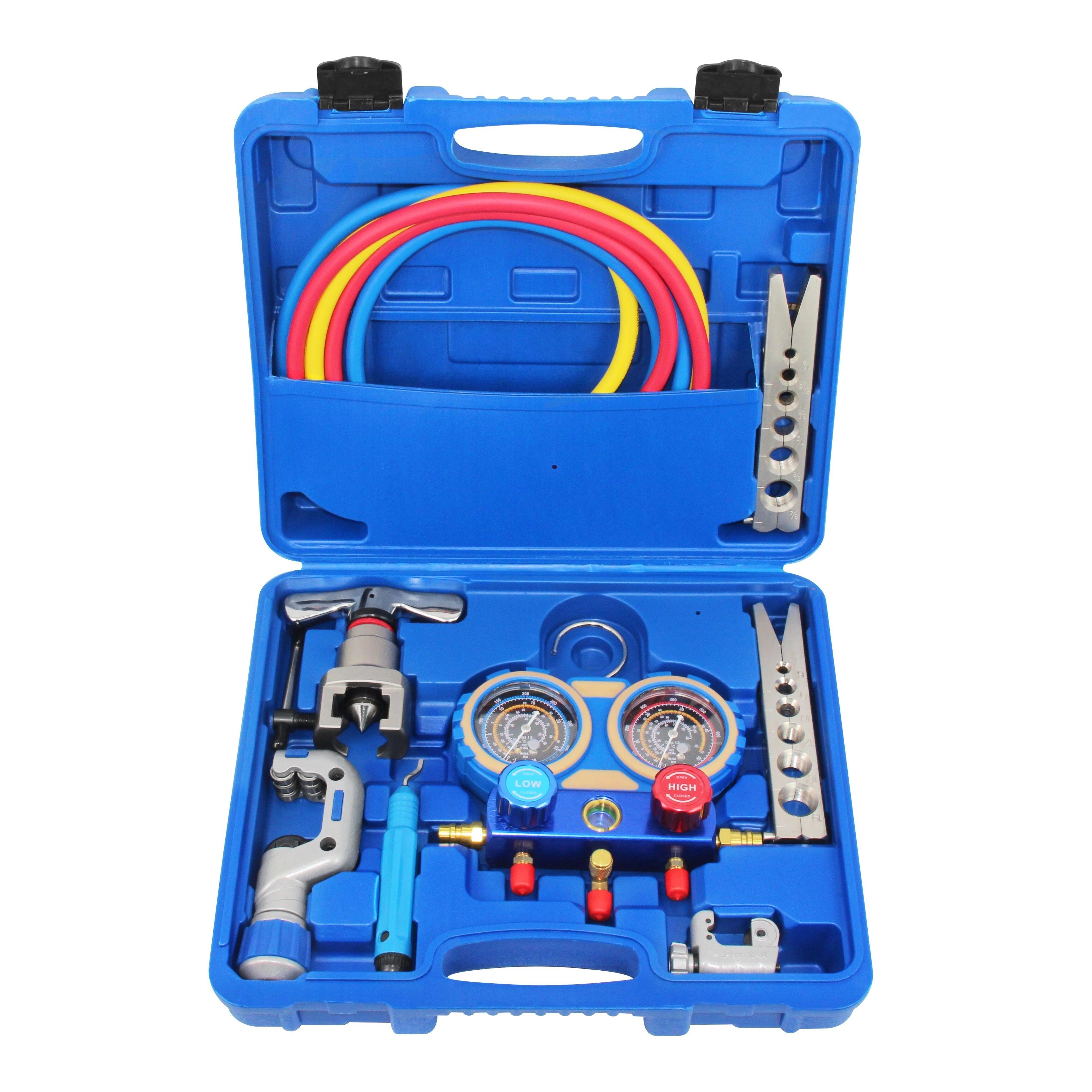 CH-CT-8A 2Lİ MANİFOLD GAZ SAATİ HAVŞA TAKIMLI (R22-R134-R404-R410) HORTUMLU (KUTULU)