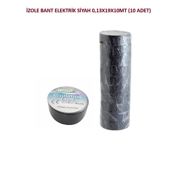 İZOLE BANT ELEKTRİK SİYAH 0,13X19X10MT (10 ADET)