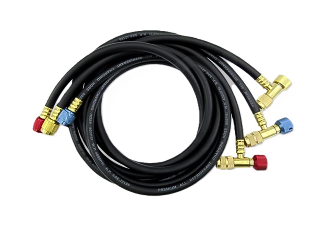 LX-HOSE 180 CM SİYAH GAZ HORTUMU R410 (800-4000PSİ-6') VANALI 3'LÜ