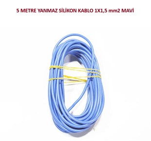 5 METRE YANMAZ SİLİKON KABLO 1X1,5 mm2 MAVİ