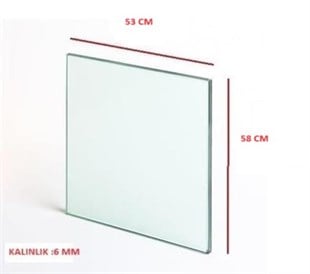 CAM DAMPERLİ 58X53CM FIRIN 6MM