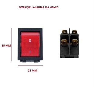 GENİŞ IŞIKLI ANAHTAR 16A KIRMIZI