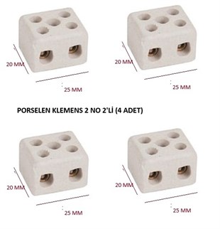 PORSELEN KLEMENS 2 NO 2'Lİ (4 ADET)