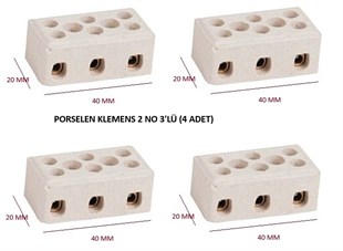 PORSELEN KLEMENS 2 NO 3'LÜ (4 ADET)
