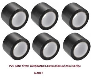 PVC BANT SİYAH YAPIŞKANLI GENİŞ (0,13mmX48mmX25m) 6ADET