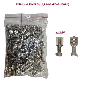 TERMİNAL SOKET DİŞİ 4,8 MM KROM (200 LÜ)