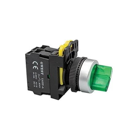 22MM 0-1 YEŞİL LED IŞIKLI KALICI MANDAL BUTON 1NO/220V (A5-10XD LA115-A)