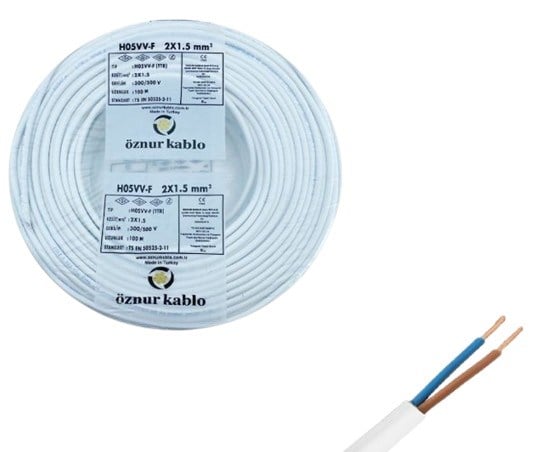 2X1,5 MM2 TTR H05W-F BAYAZ KABLO ÖZNUR