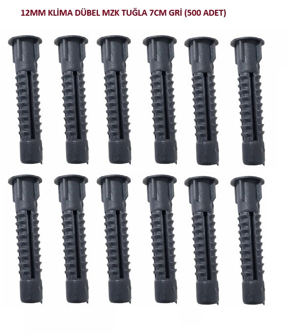 500 ADET 12MM KLİMA DÜBEL MZK TUĞLA 7CM GRİ