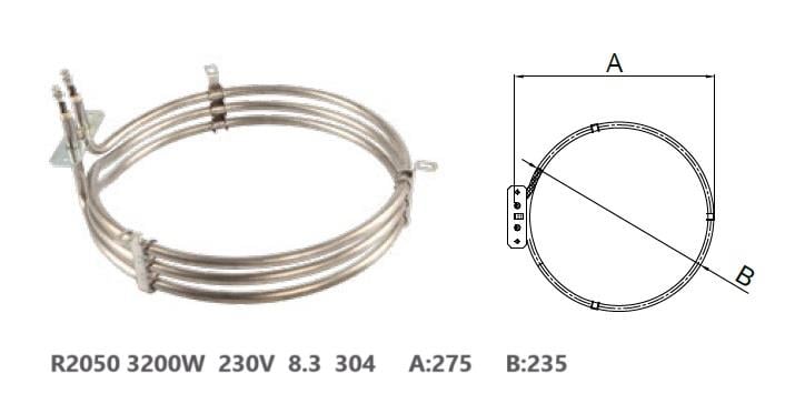 FIRIN REZİSTANS TURBO 3200W 220V ÇAP:24CM 3 KATLI (R2050)