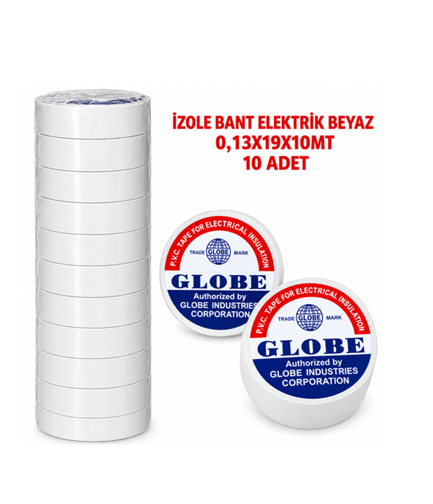 İZOLE BANT ELEKTRİK BEYAZ 0,13X19X10MT (10 ADET)
