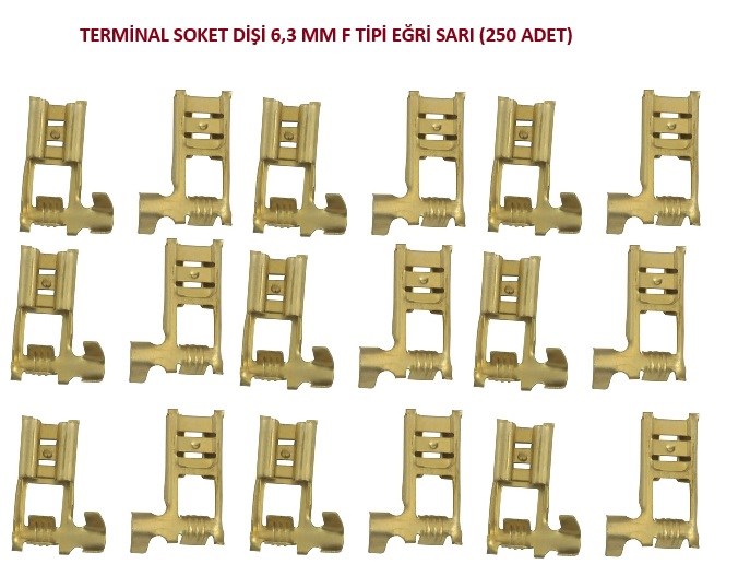 TERMİNAL F TİPİ DİŞİ YANDAN GEÇMELİ 6,3 MM SARI (250 ADET)