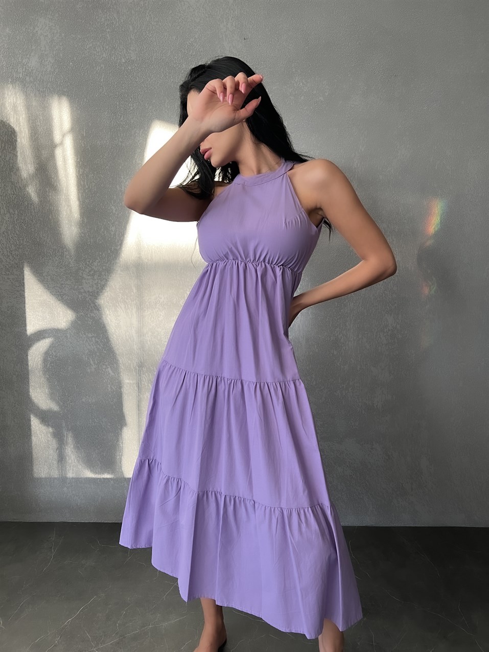  Bianca Poplin Sırtı Açık Elbise