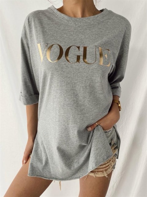 Vogue Altın Baskılı Tshirt