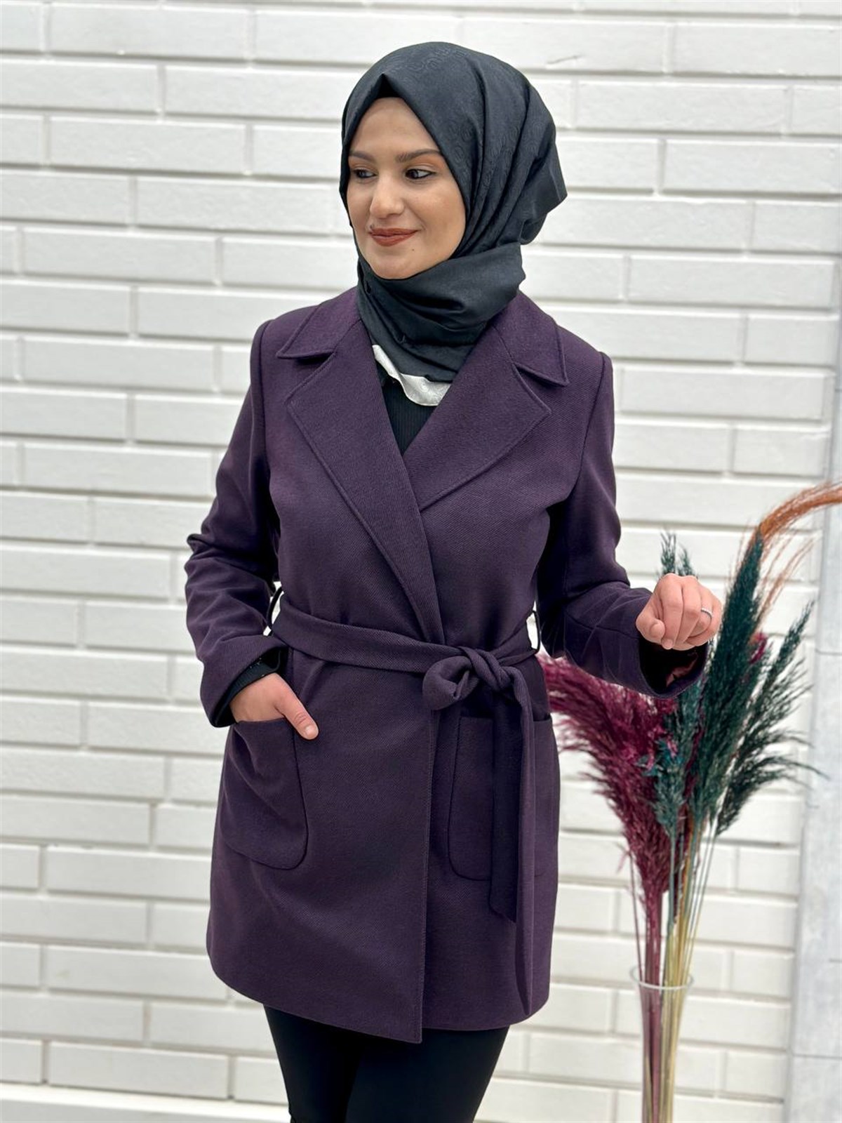  Belden Bağlı Kaşmir Kısa Kaşe Kaban, Kısa Kaşe Kaban,4669 