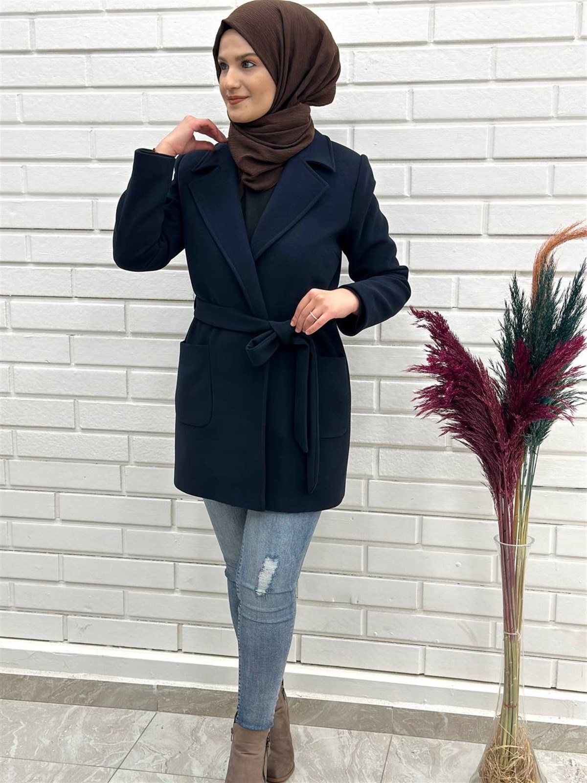  Belden Bağlı Kaşmir Kısa Kaşe Kaban, Kısa Kaşe Kaban,4669 