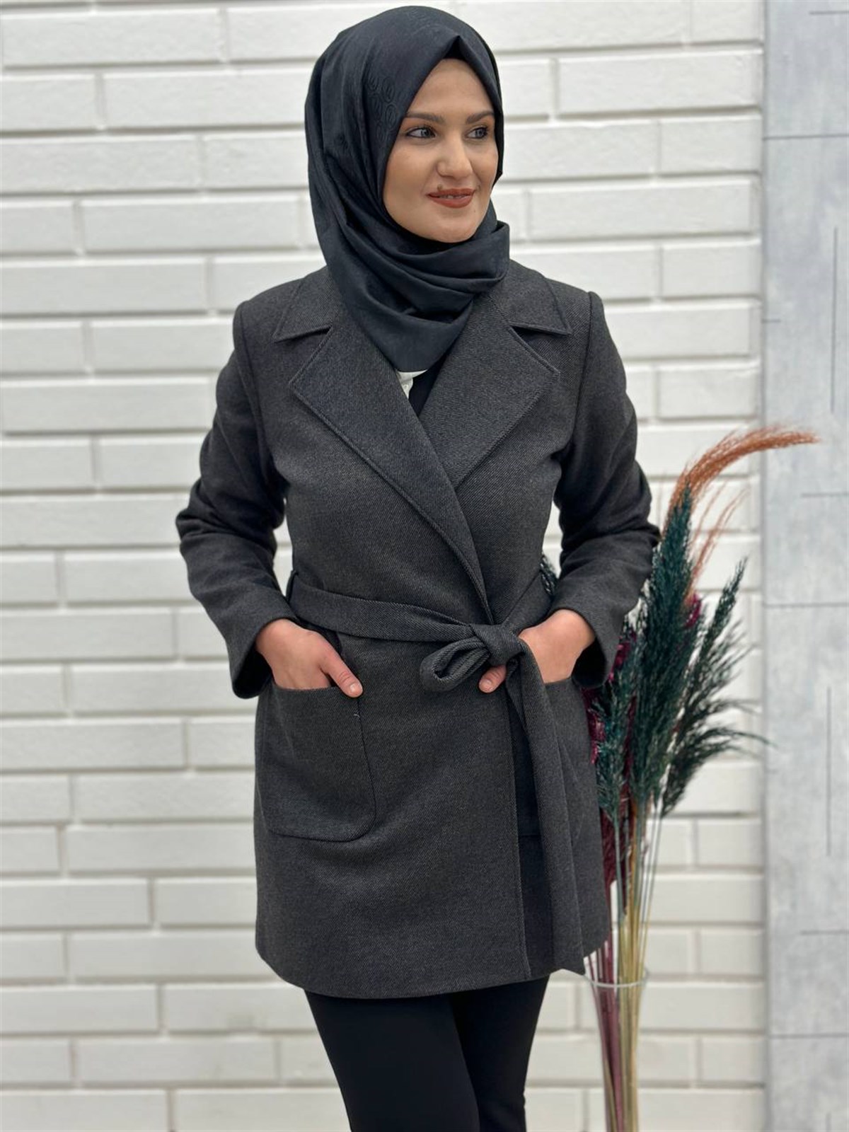  Belden Bağlı Kaşmir Kısa Kaşe Kaban, Kısa Kaşe Kaban,4669 