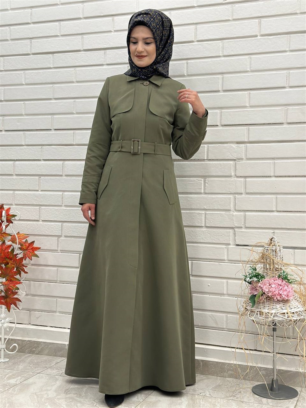 Günay Karaca  Mevlana Kesim Trençkot, Mevsimlik Astarlı Trençkot  Uzun Pardesü 4653
