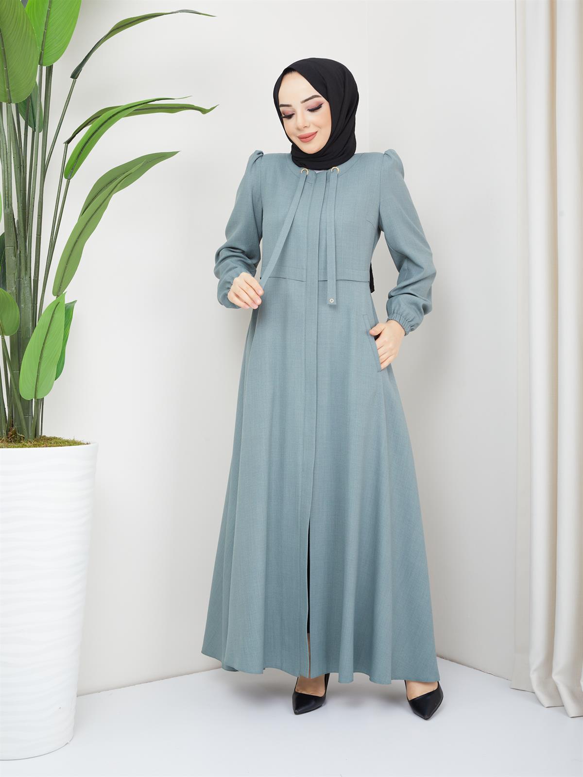 Günay Karaca Yazlık Mevlana Model Perdesü, Ferace Krep Kumaş 4590-1