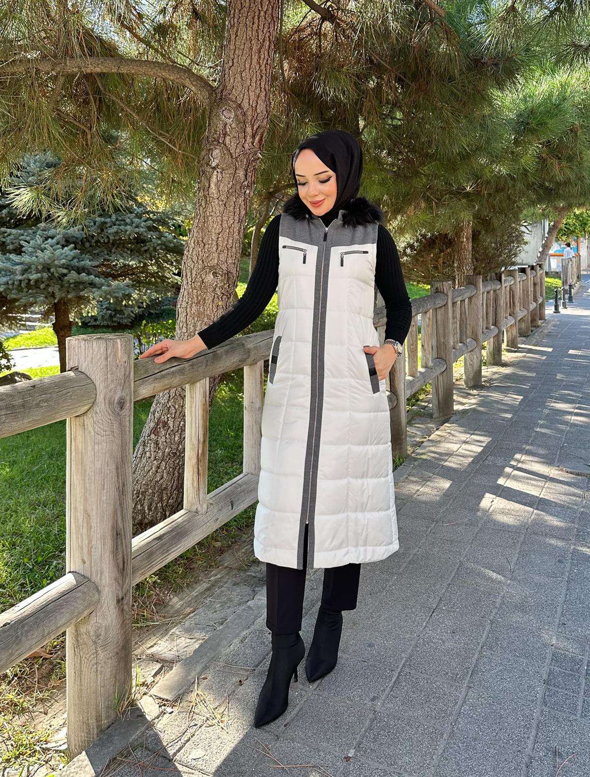 Doque Kadın Kışlık Şişme Kapitone  Beyaz Yelek 50002