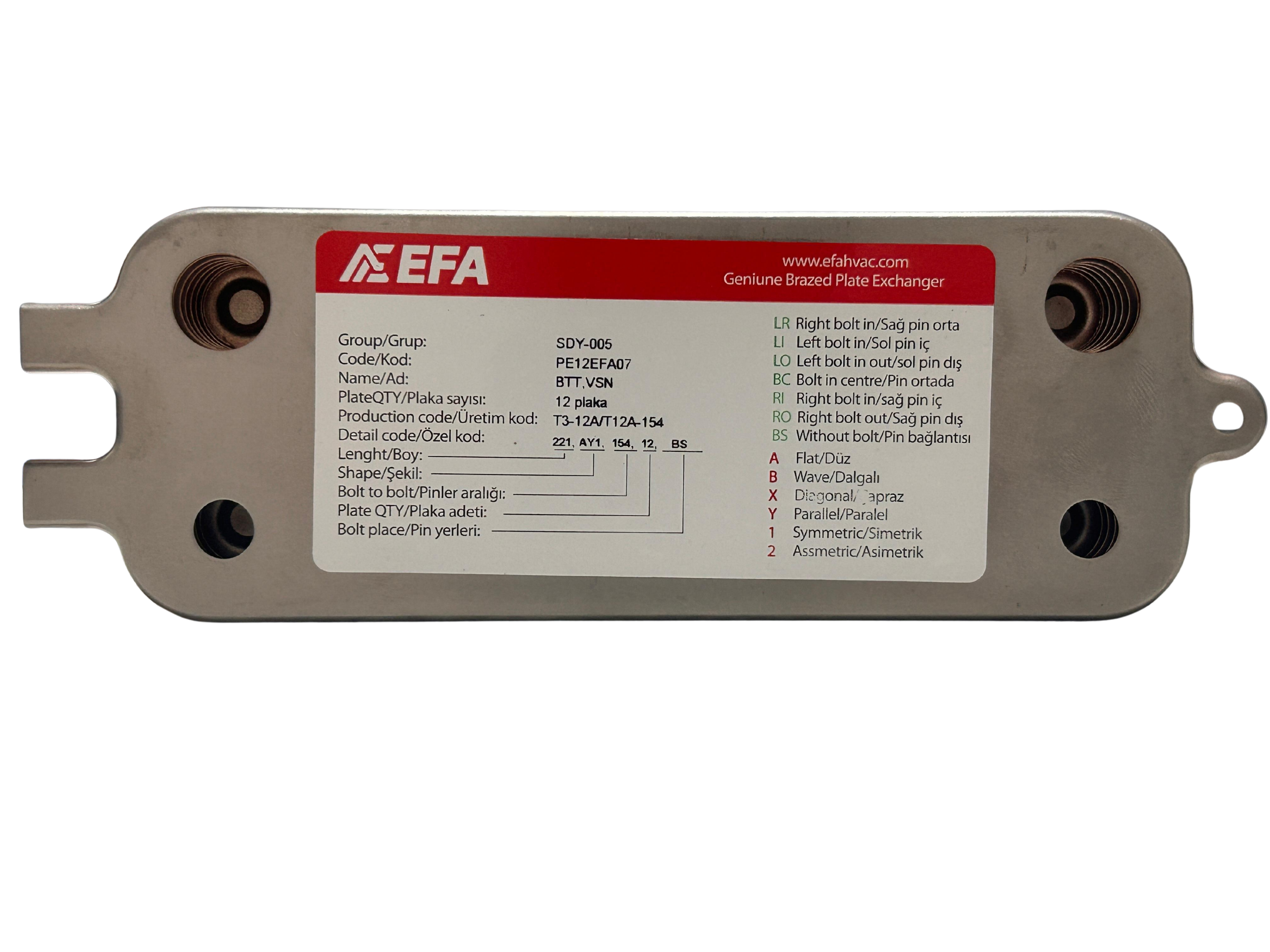 EFA Bosch 12 Plakalı Eşanjör