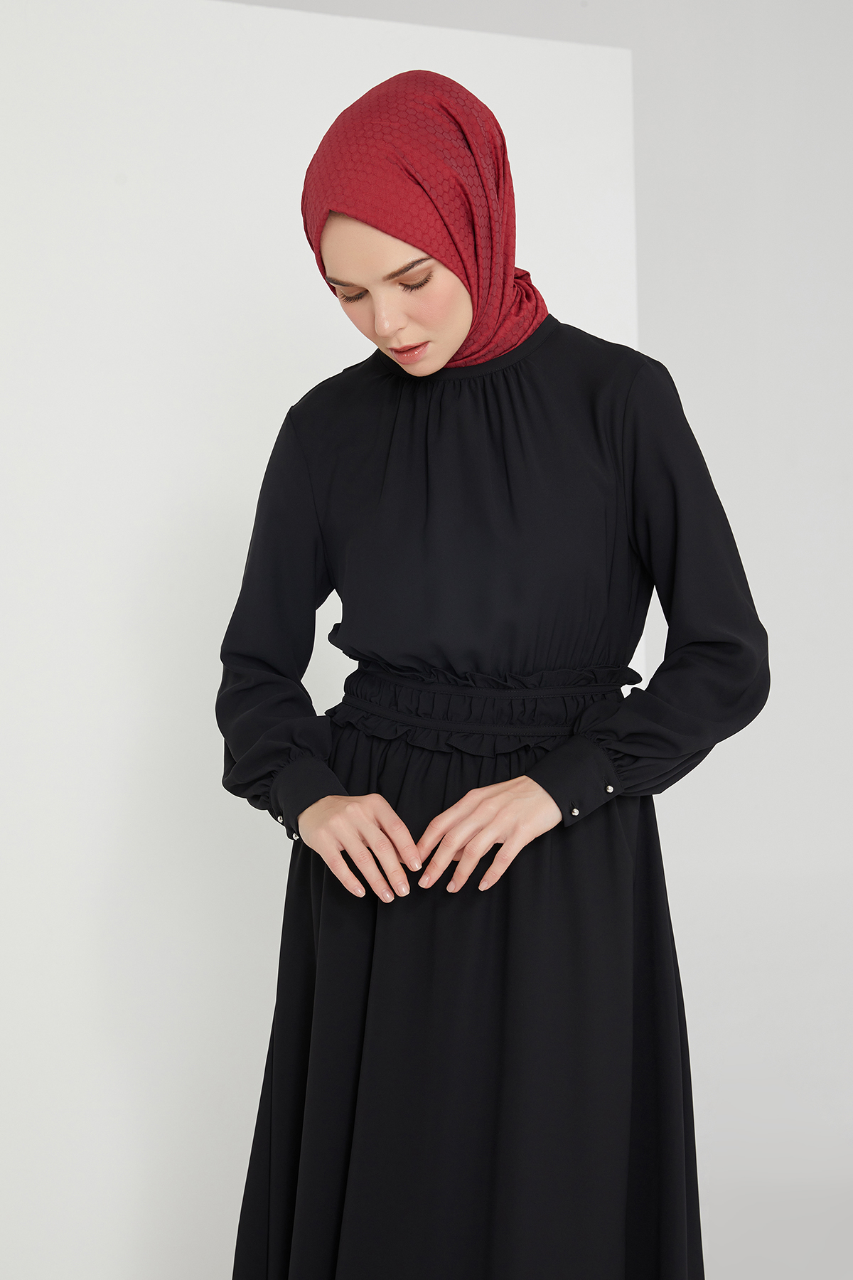 Armine Bel Detaylı Elbise 21K9313 Siyah | tugbakip.com