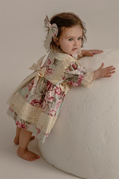 Araz Çiçekli Vintage Kız Bebek Elbise Seti I Kız Bebek I Araz Retro Baby