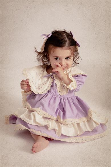 Araz Lila İspanyol Model Kız Bebek Elbise Seti I Kız Bebek I Araz Retro Baby