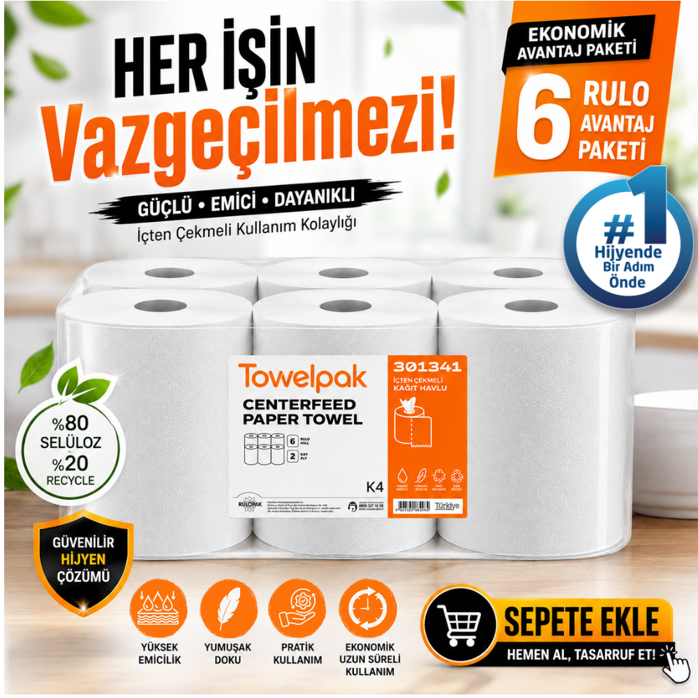 301341 Towelpak İçten Çekmeli Havlu K-4