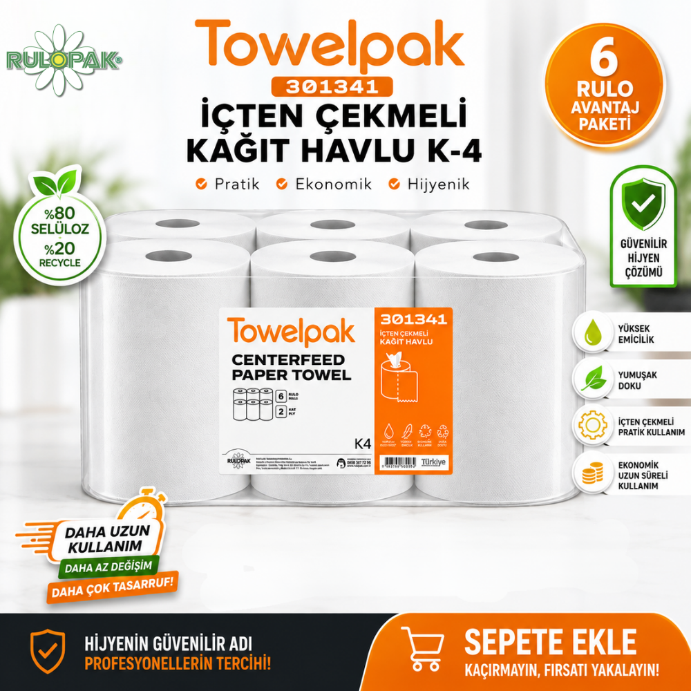 301341 Towelpak İçten Çekmeli Havlu K-4