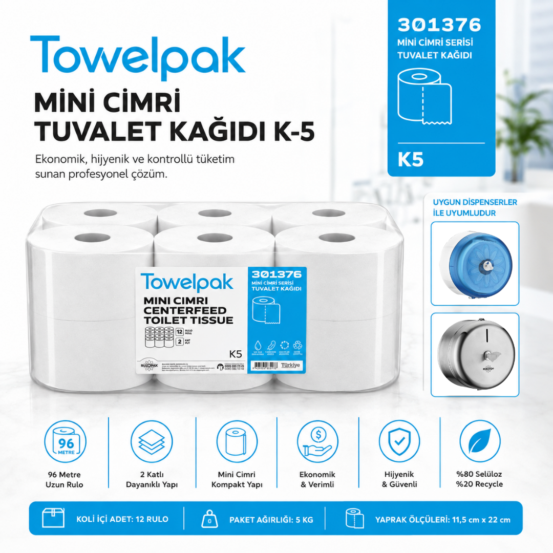 301376 Towelpak Mini Cimri Tuvalet Kağıdı K-5