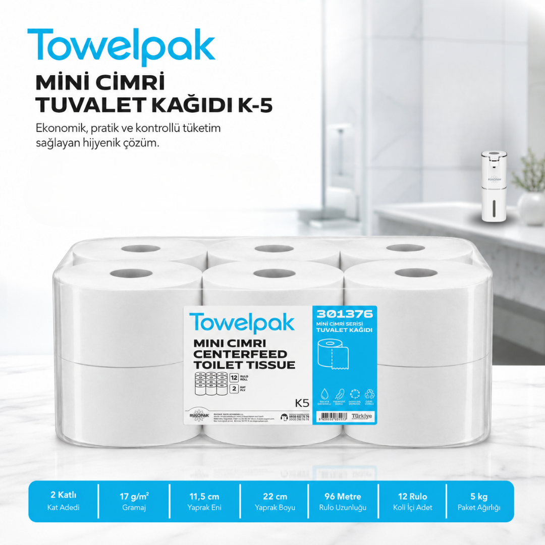301376 Towelpak Mini Cimri Tuvalet Kağıdı K-5
