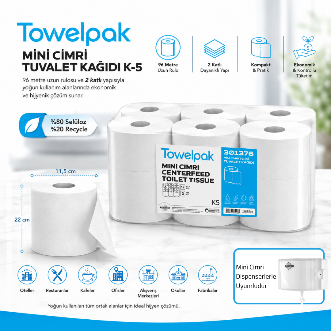 301376 Towelpak Mini Cimri Tuvalet Kağıdı K-5