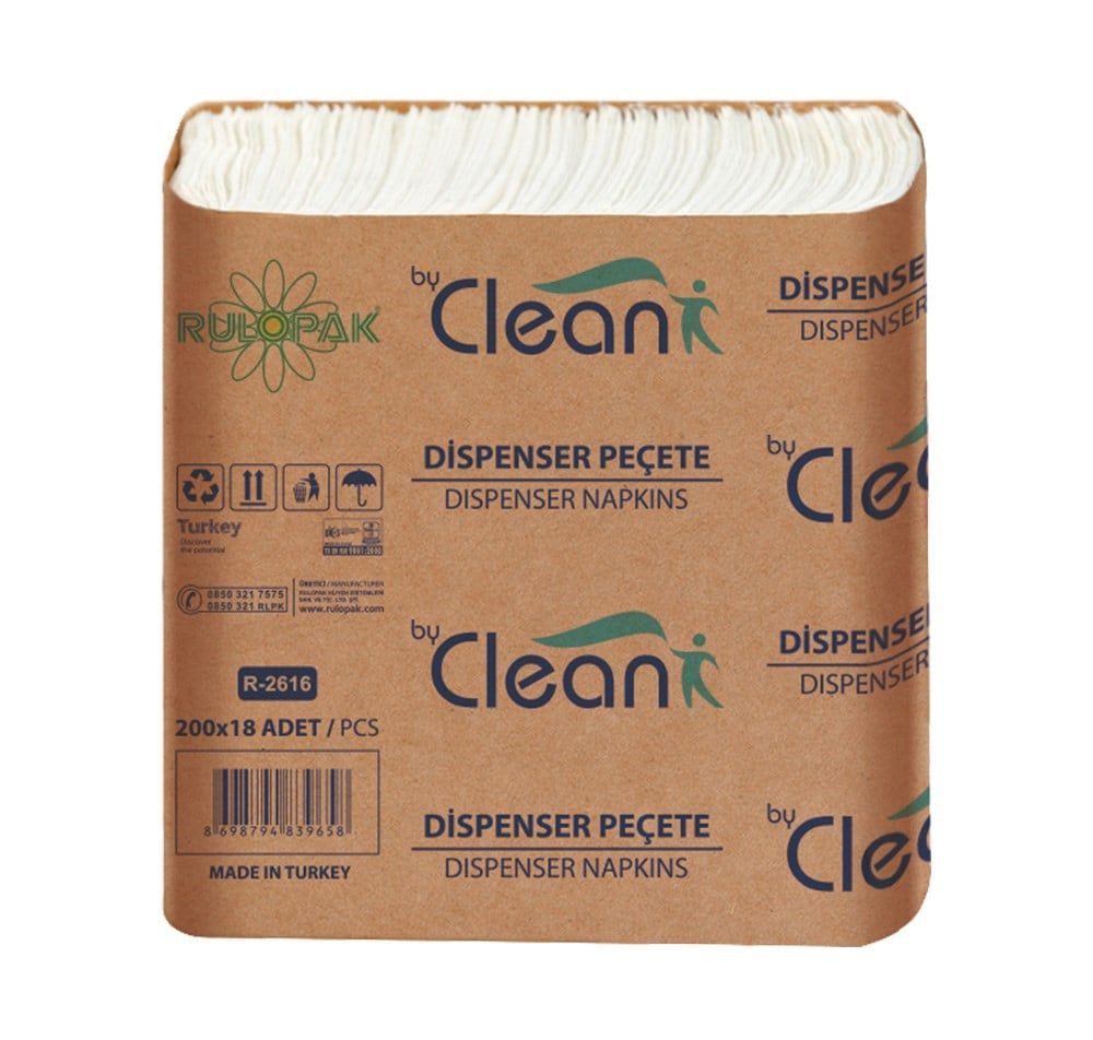 Rulopak By Clean Dispenser Peçete 200 Yaprak 18Li Paket