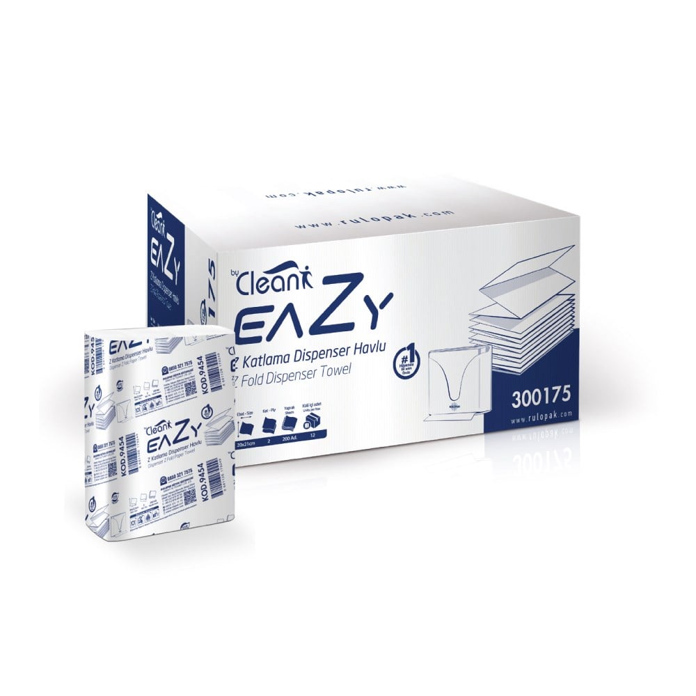 Rulopak By Clean Eazy Z Katlama Havlu Kağıt 200 Yaprak 12Li Paket