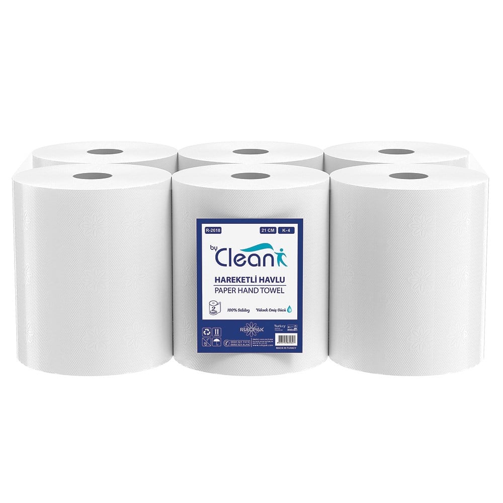 Rulopak By Clean Hareketli Havlu 2 Katlı 21 Cm 67 M 6Lı Paket 4 Kg