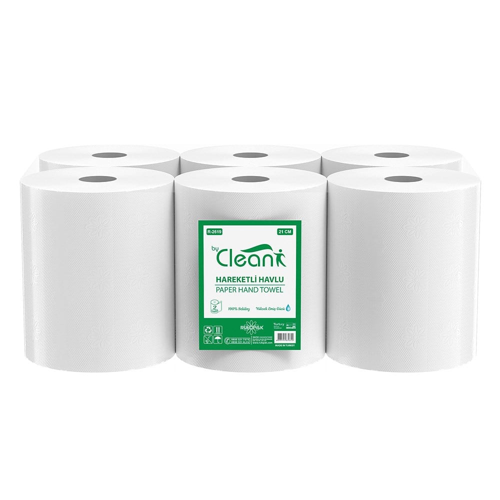 Rulopak By Clean Hareketli Havlu 2 Katlı 21 Cm 58 Metre 6Lı Paket 3,5 Kg