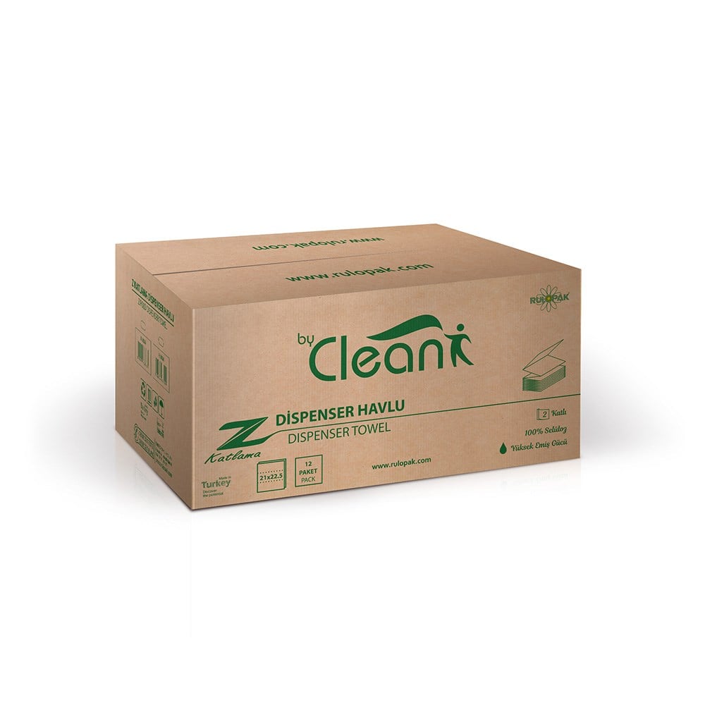 Rulopak By Clean Z Katlama Havlu Kağıt 2 Katlı 150 Yaprak 12Li Paket
