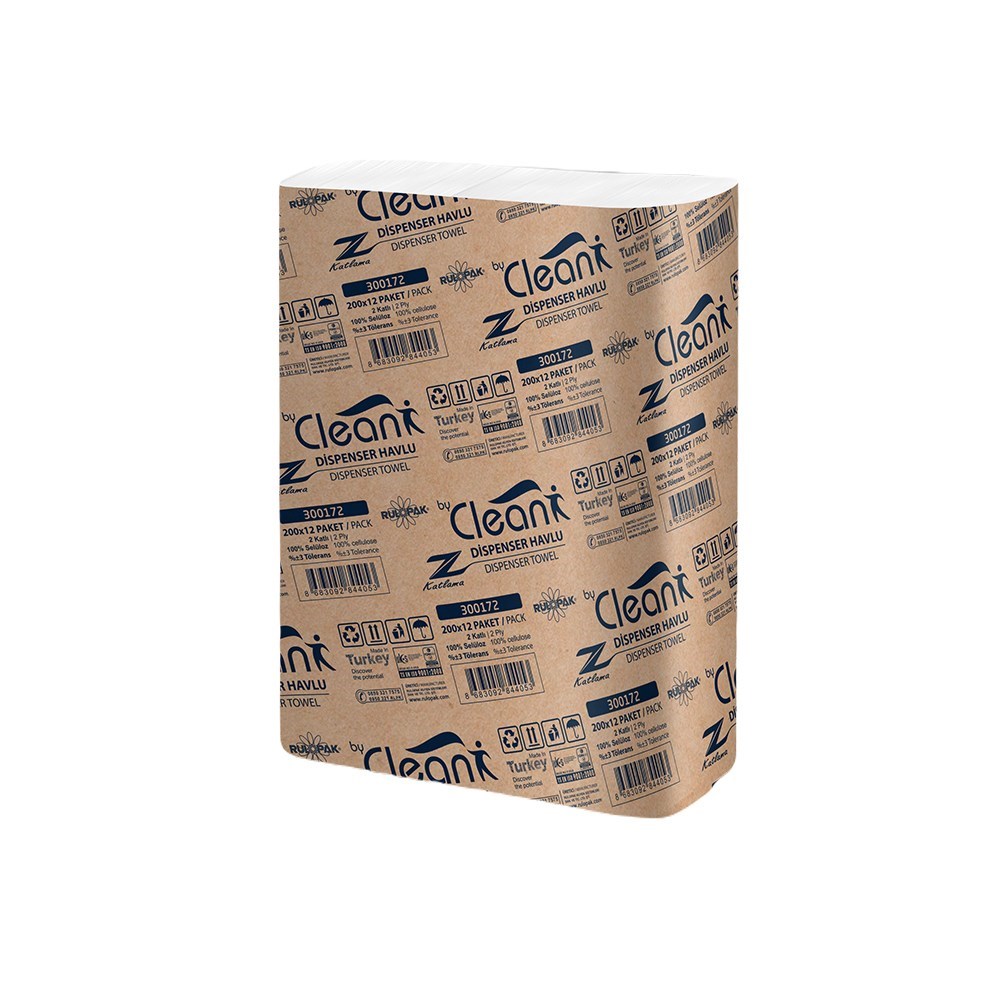 Rulopak By Clean Z Katlama Havlu Kağıt 2 Katlı 200 Yaprak 12'li Paket