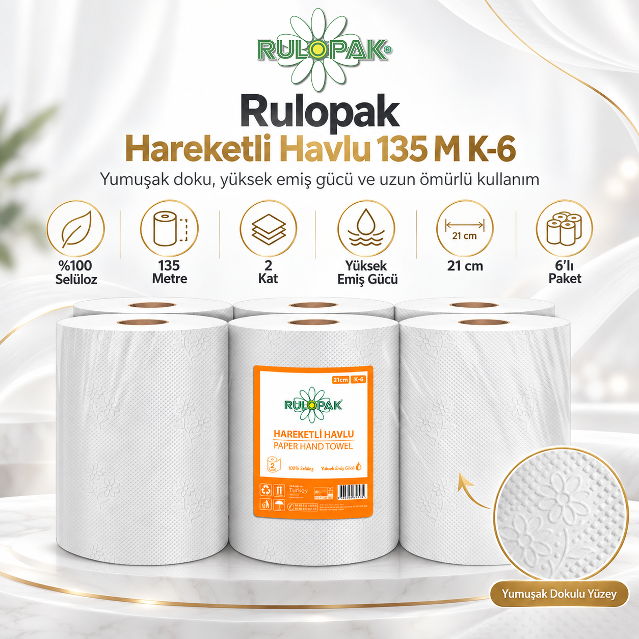 Rulopak Hareketli Havlu 135 M K-6