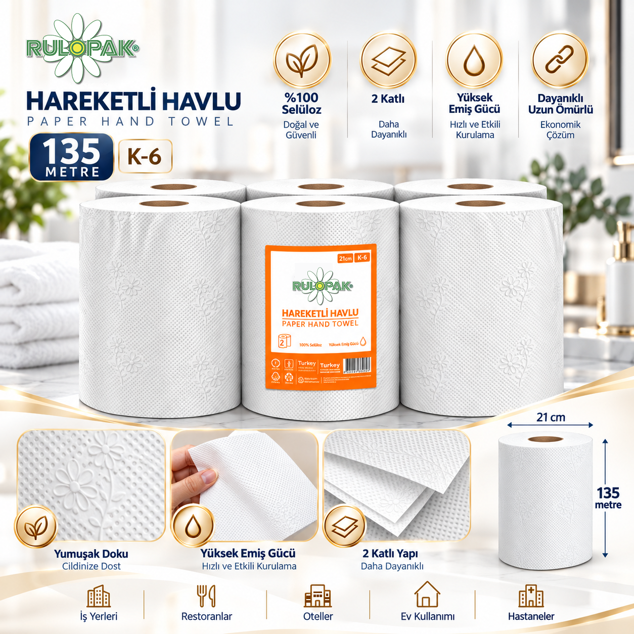 Rulopak Hareketli Havlu 135 M K-6